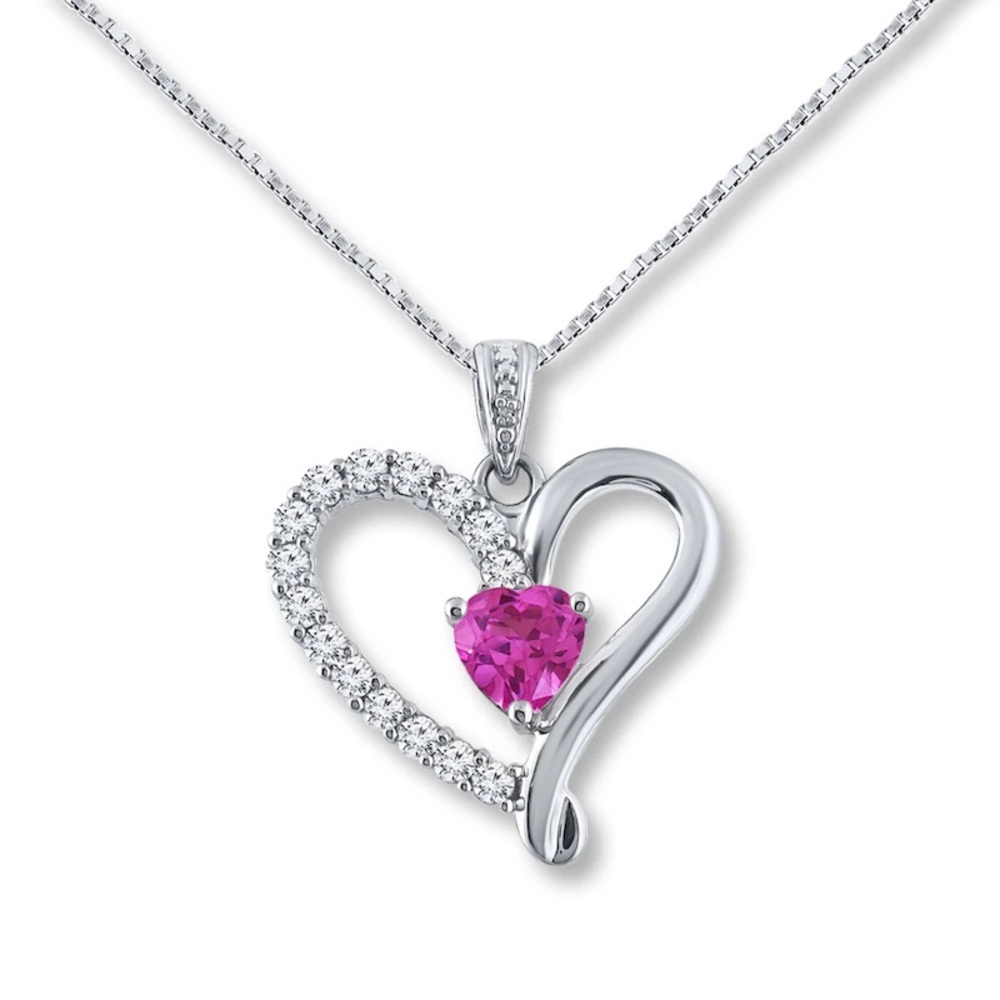 Heart Pendant Lab-Created Sapphires Sterling Silver by Kay Jewelers